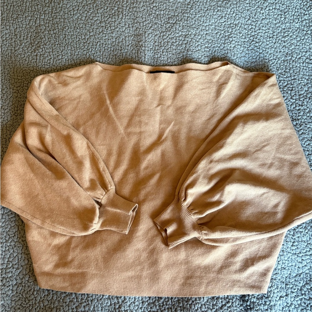 Forever 21 Tan Off-the-Shoulder Sweater with Oversized Fit